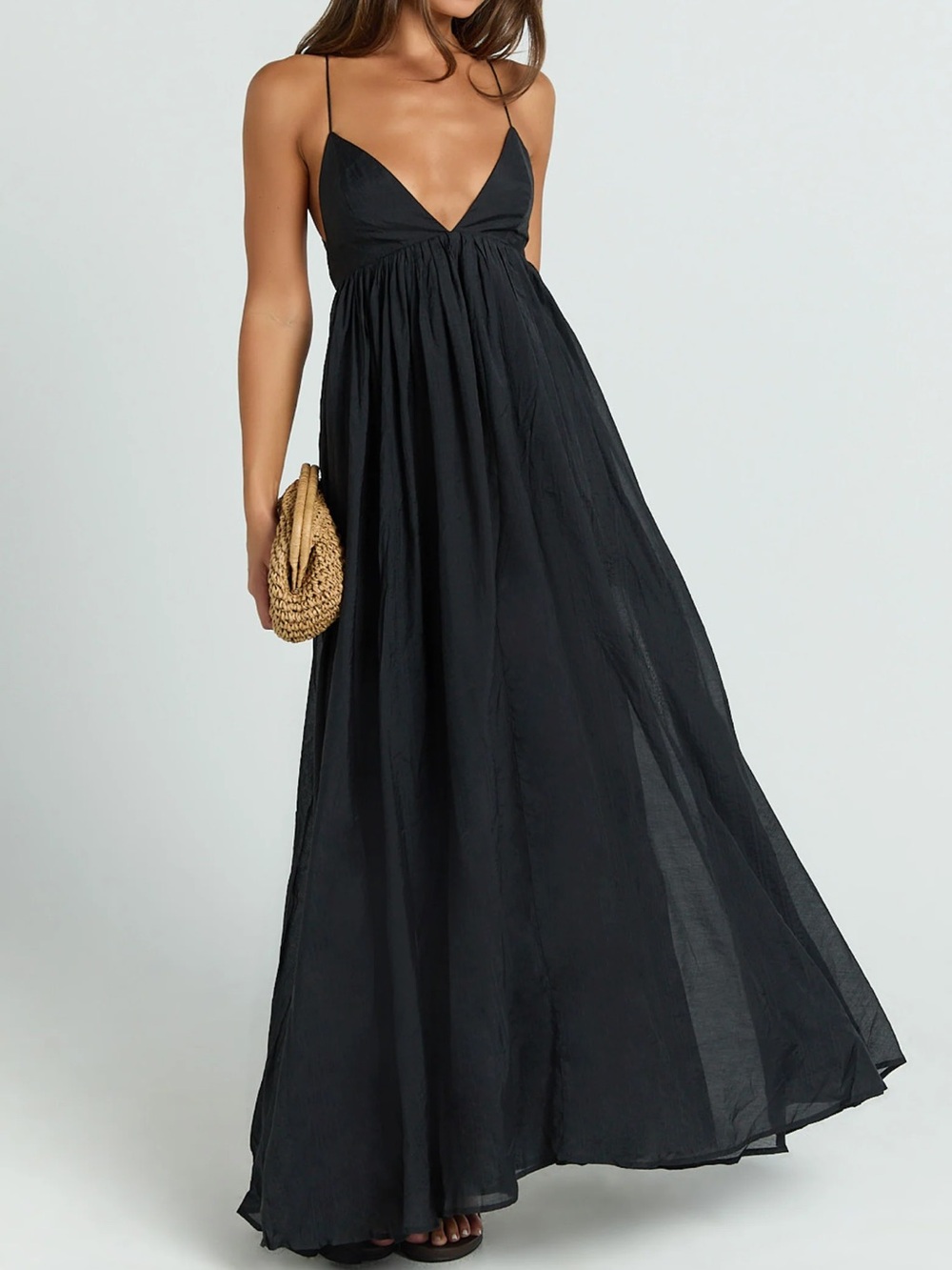Showpo Black Spaghetti Strap Maxi Dress